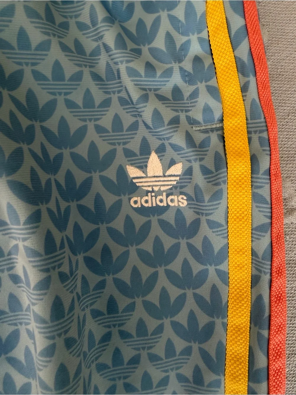 Adidas Originals | Monogram Track Pants | Clear Blue Girls XS | Trefoil Joggers